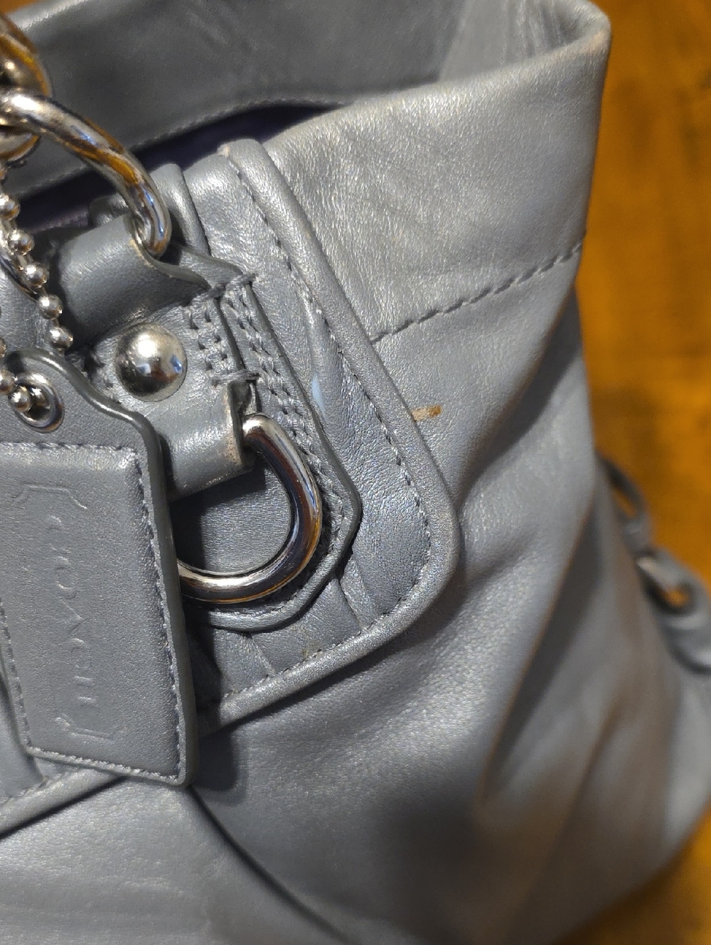 Coach Ashley ruched grey leather satchel handbag, model number F17571 - Picture 14 of 16